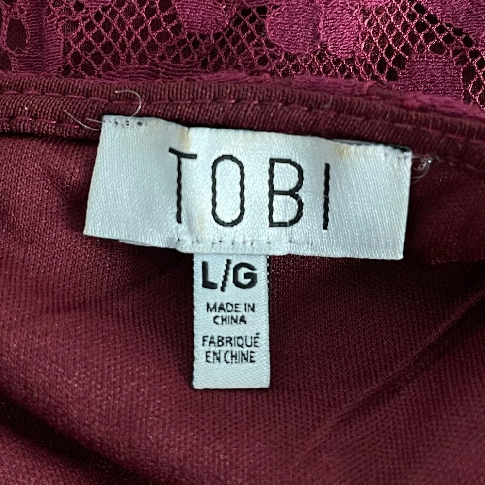 Tobi Lace Backless Dress, Burgundy, Large